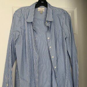 J.Crew Blue & White Striped Button-Down Shirt Size M
